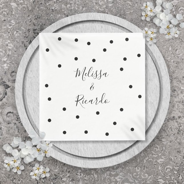 Servilleta De Papel Lunares negros y blancos modernos y elegantes (Elegant Modern Black and White Polka Dots Napkins)