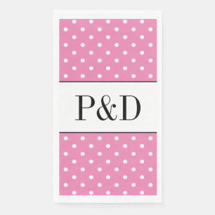 Servilleta De Papel Lunares personalizados en rosa y blanco con monogr