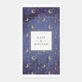 Servilleta De Papel Lunas De Oro Y Estrellas Boda Místico Celestial