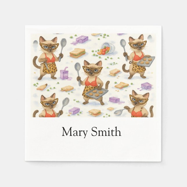 Servilleta De Papel Lunch Lady sirviendo comida para los amantes del g (Anverso)