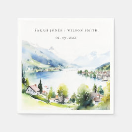 Servilleta De Papel Lungern Switzerland Watercolor Landscape Wedding