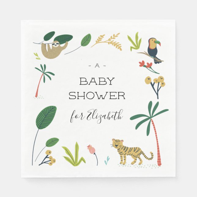 Servilleta De Papel Lush Jungle Baby Shower (Anverso)