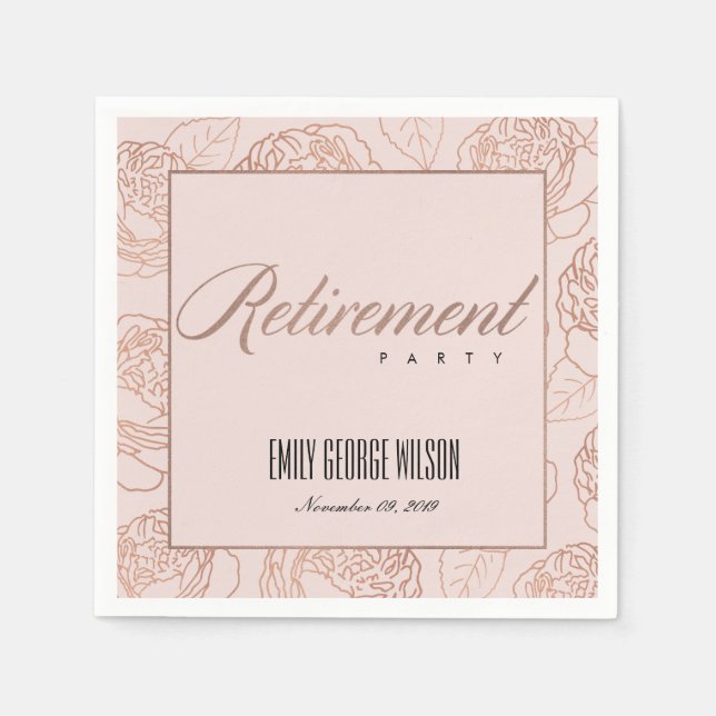 SERVILLETA DE PAPEL LUX ELEGANTE RUBOR PINK ROSE GOLD FLORAL RETIRING (Anverso)