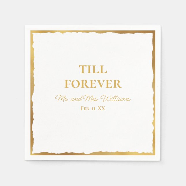 Servilleta De Papel Luxe Gold Edge Till Forever Mr and Mrs Boda (Anverso)