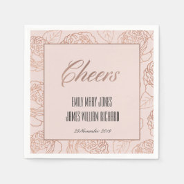 SERVILLETA DE PAPEL LUXE RUBOR PINK ROSE GOLD FLORAL CHEERS BODA