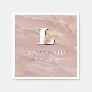 Servilleta De Papel Luxury Blush Pink Marble Beauty Salon Logo