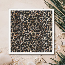 Servilleta De Papel Luxury Glitter Brown Black Gold Leopard Pattern