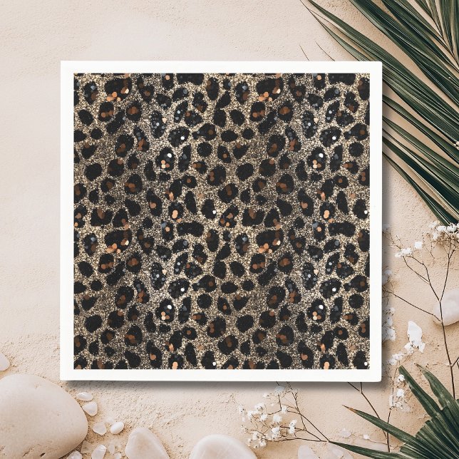 Servilleta De Papel Luxury Glitter Brown Black Gold Leopard Pattern (Subido por el creador)