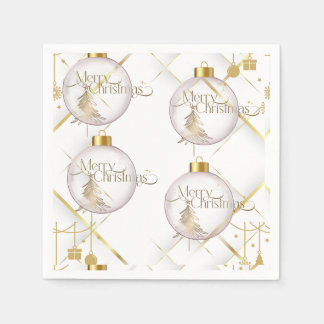 Servilleta De Papel Luxury Gold & White Christmas Bauble