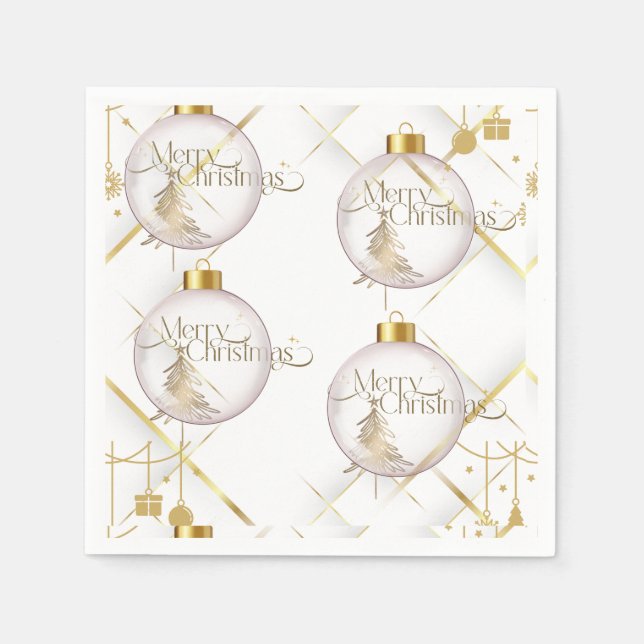 Servilleta De Papel Luxury Gold & White Christmas Bauble (Anverso)