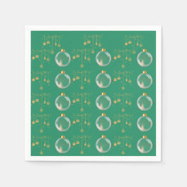 Servilleta De Papel Luxury Green and Gold Bauble Christmas