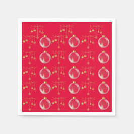 Servilleta De Papel Luxury Red and Gold Bauble Christmas