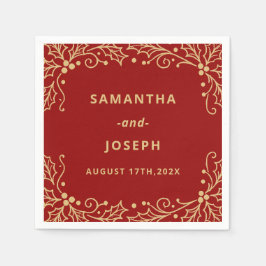 Servilleta De Papel Luxury Red & Antique-Gold Wedding