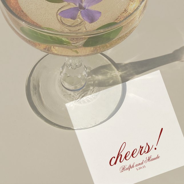 Servilleta De Papel Luxury Red Cheers Elegant Personalized Wedding (Luxury Classic Red Wedding Suite Theme with options to personalize for your special day.)