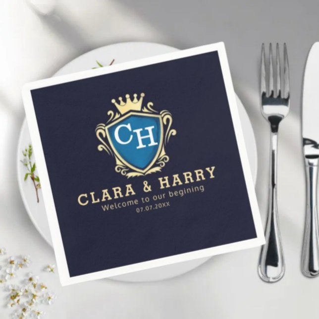 Servilleta De Papel Luxury romantic champagne gold elegant monogrammed (Subido por el creador)