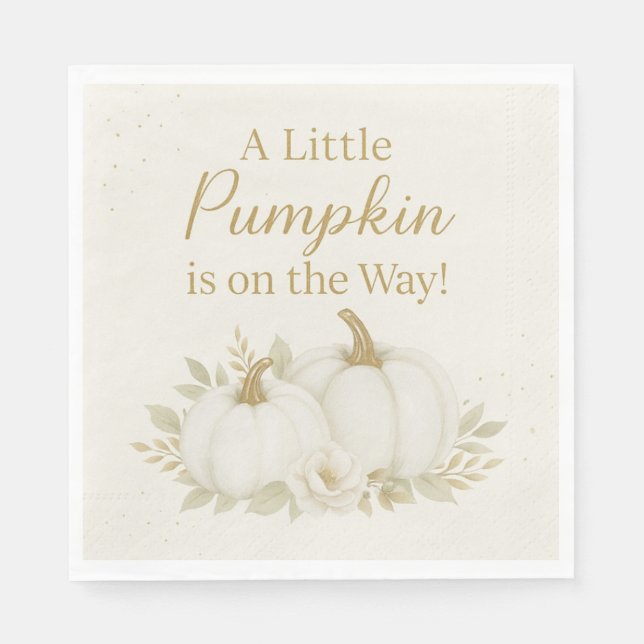 Servilleta De Papel Luxury White & Gold Pumpkin Baby Shower Napkin (Anverso)