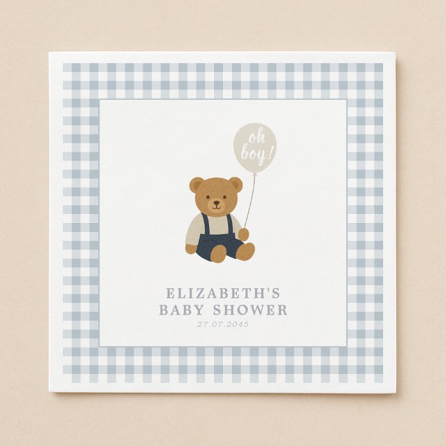 Servilleta De Papel Luz Azul Gingham Teddy Bear Bear (Subido por el creador)