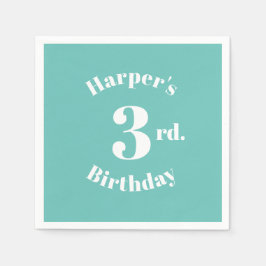 Servilleta De Papel Luz de cumpleaños verde azulado Nombre personaliza