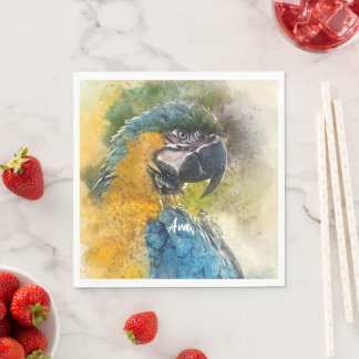Servilleta De Papel Macao azul y amarillo (Ara ararauna)