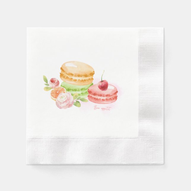 Servilleta De Papel Macarons acuarelas con servilletas de cerezo (Anverso)