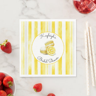 Servilleta De Papel Macarons de rayas amarillas limón para despedida d