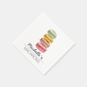 Servilleta De Papel Macarons Franceses Acuarela Pintado a Mano