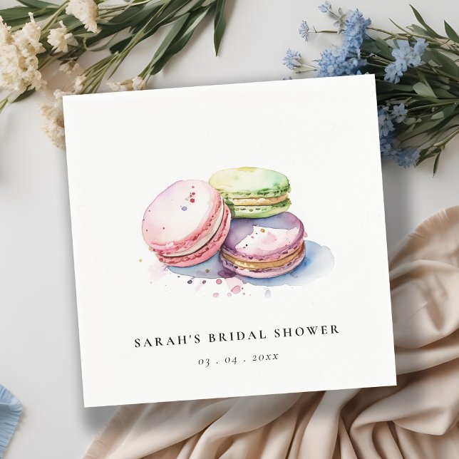 Servilleta De Papel Macarons Franceses De Acuarela Panadería Despedida (Subido por el creador)