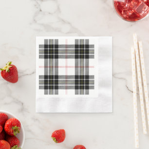 Servilleta De Papel MacPherson tartan blanco negro plaid