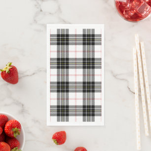 Servilleta De Papel MacPherson tartan blanco negro plaid