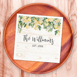 Servilleta De Papel Madera blanca del árbol del limón amarillo monogra