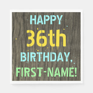 Servilleta De Papel Madera falsa, aspecto de texto pintado, cumpleaños