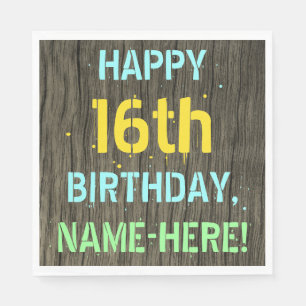 Servilleta De Papel Madera falsa, aspecto de texto pintado, cumpleaños