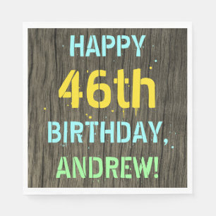 Servilleta De Papel Madera falsa, aspecto de texto pintado, cumpleaños