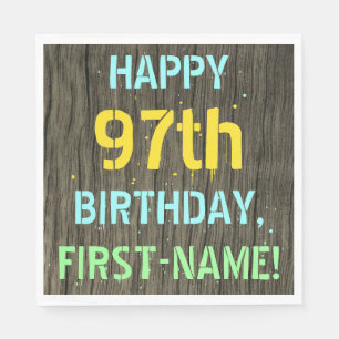 Servilleta De Papel Madera falsa, aspecto de texto pintado, cumpleaños
