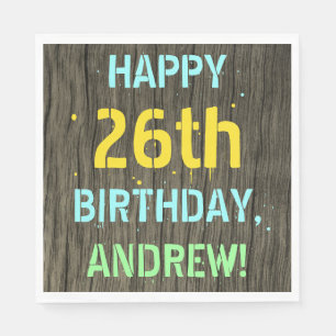 Servilleta De Papel Madera falsa, aspecto de texto pintado, cumpleaños