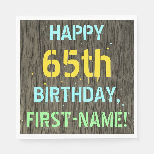 Servilleta De Papel Madera falsa, aspecto de texto pintado, cumpleaños (Anverso)