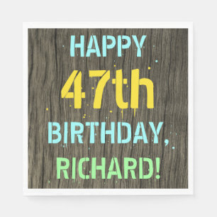 Servilleta De Papel Madera falsa, aspecto de texto pintado, cumpleaños