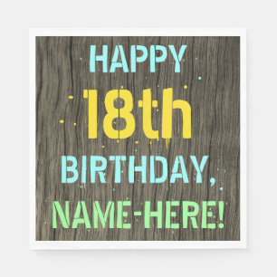 Servilleta De Papel Madera falsa, aspecto de texto pintado, cumpleaños