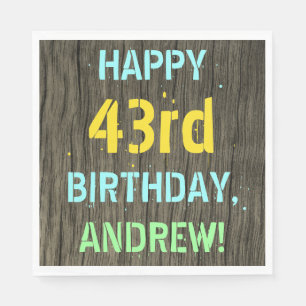 Servilleta De Papel Madera falsa, aspecto de texto pintado, cumpleaños