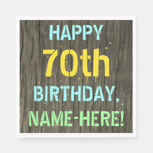 Servilleta De Papel Madera falsa, aspecto de texto pintado, cumpleaños