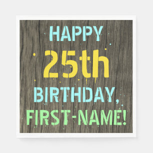 Servilleta De Papel Madera falsa, aspecto de texto pintado, cumpleaños