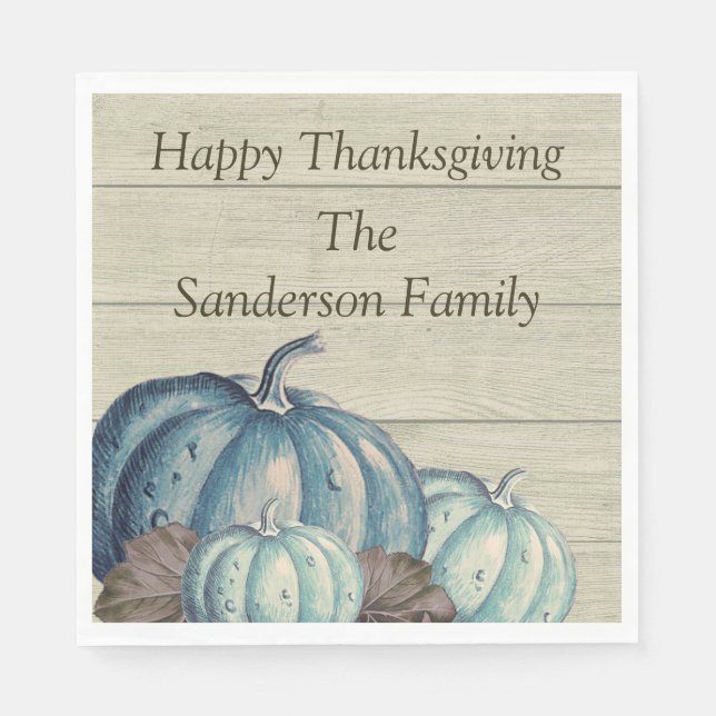 Servilleta De Papel Madera gris suave otoño otoño tostado calabaza azu (Anverso)