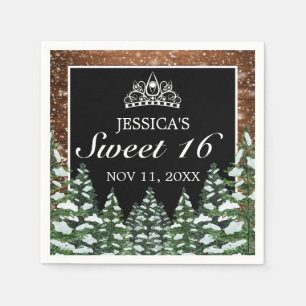 Servilleta De Papel Madera nevada negra y cereal Tiara Sweet 16