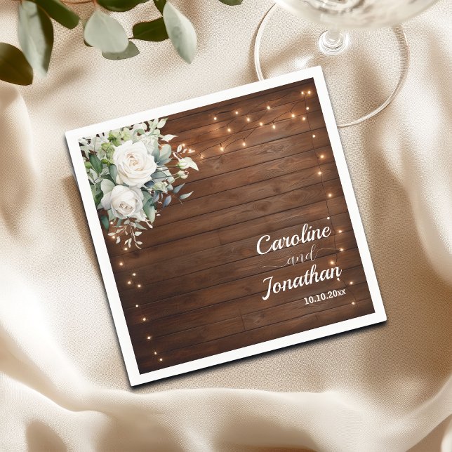 Servilleta De Papel Madera Rústica de la cuerda ilumina a Boda de rosa (Subido por el creador)