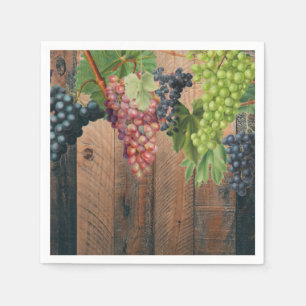 Servilleta De Papel Madera y uvas de viñas rústicas
