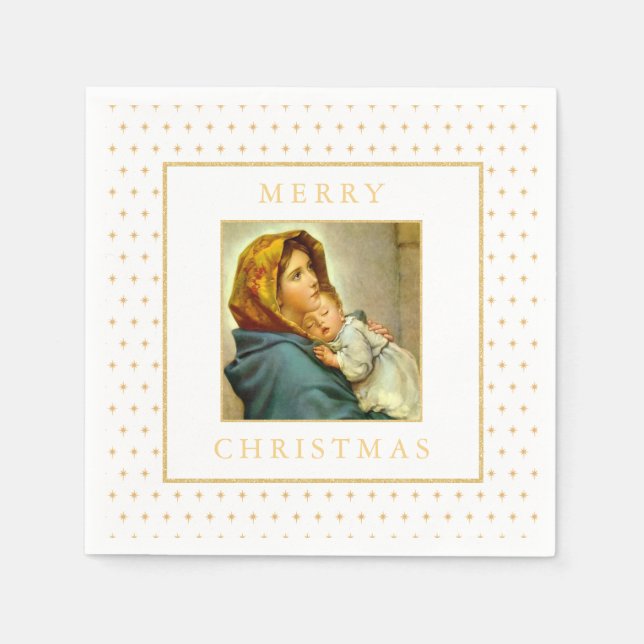 Servilleta De Papel Madonna y niños Navidades religiosos tradicionales (Anverso)