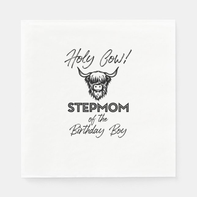 Servilleta De Papel Madre De Holly Cow Del Niño De Cumpleaños, Vaca Hi (Anverso)
