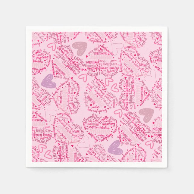 Servilleta De Papel Madre de los corazones 01.Rosa rosa BG (Anverso)