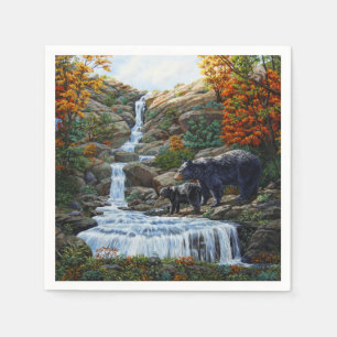 Servilleta De Papel Madre de oso negro y cascada