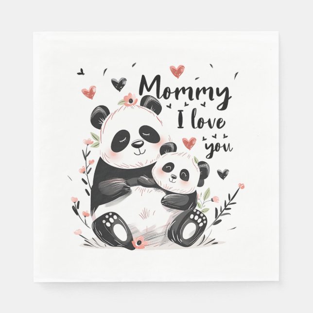 Servilleta De Papel Madre linda bebé Panda (Anverso)